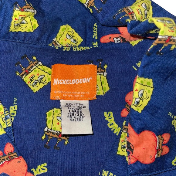 Nickelodeon Sponge Bob Men’s Button Down Short Sleeve Shirt Size Large - Picture 4 of 4
